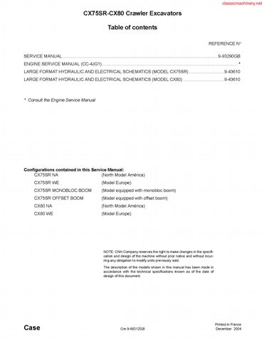 download Case CX75SR CX80 Crawler Excavator able workshop manual